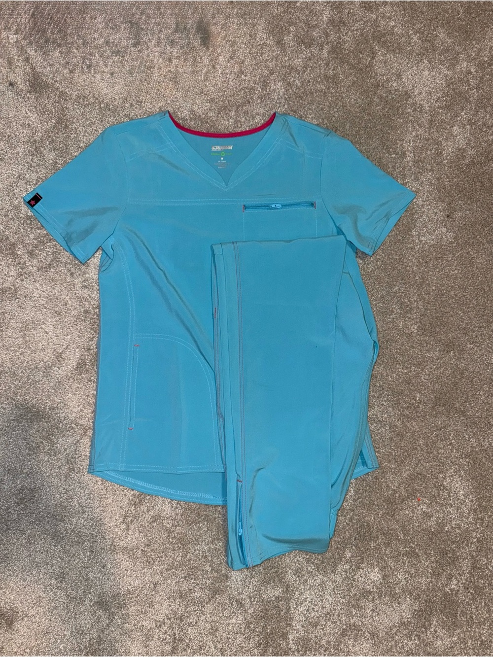 Scrubstar Women’s Turquoise Scrub Set XS Stretch Like New